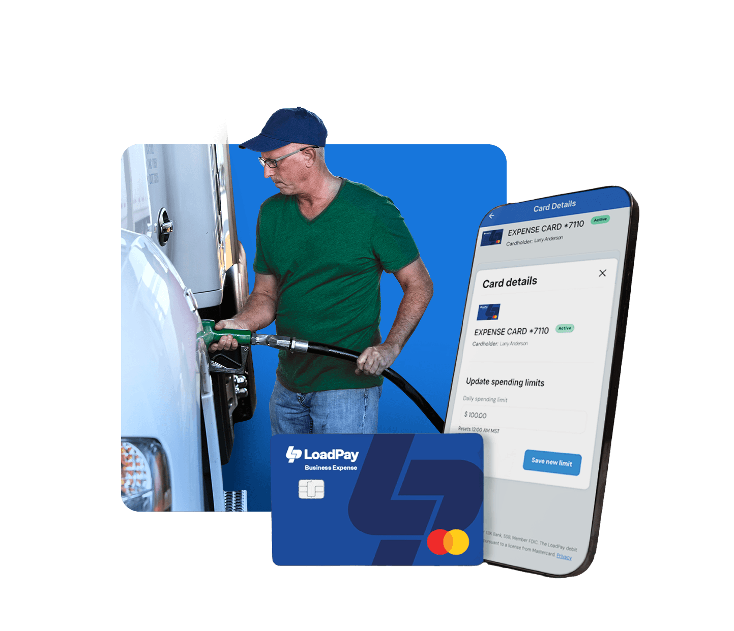 Man getting gas using his LoadPay expense card